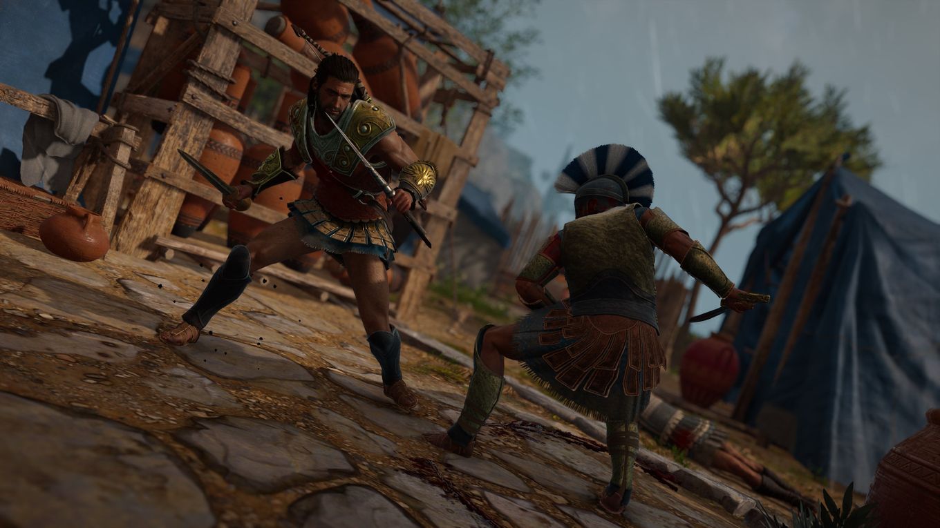 The protagonist preparing to fight a bandit